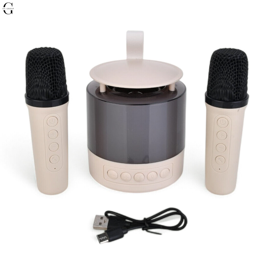 Караоке-система K19 Smart Portable Speaker с 2 беспроводными микрофонами и LED-подсветкой